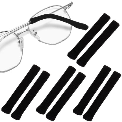 Cotton Eyeglass Ear Cushions 4 Pairs Anti Slip Grips Sleeves Black