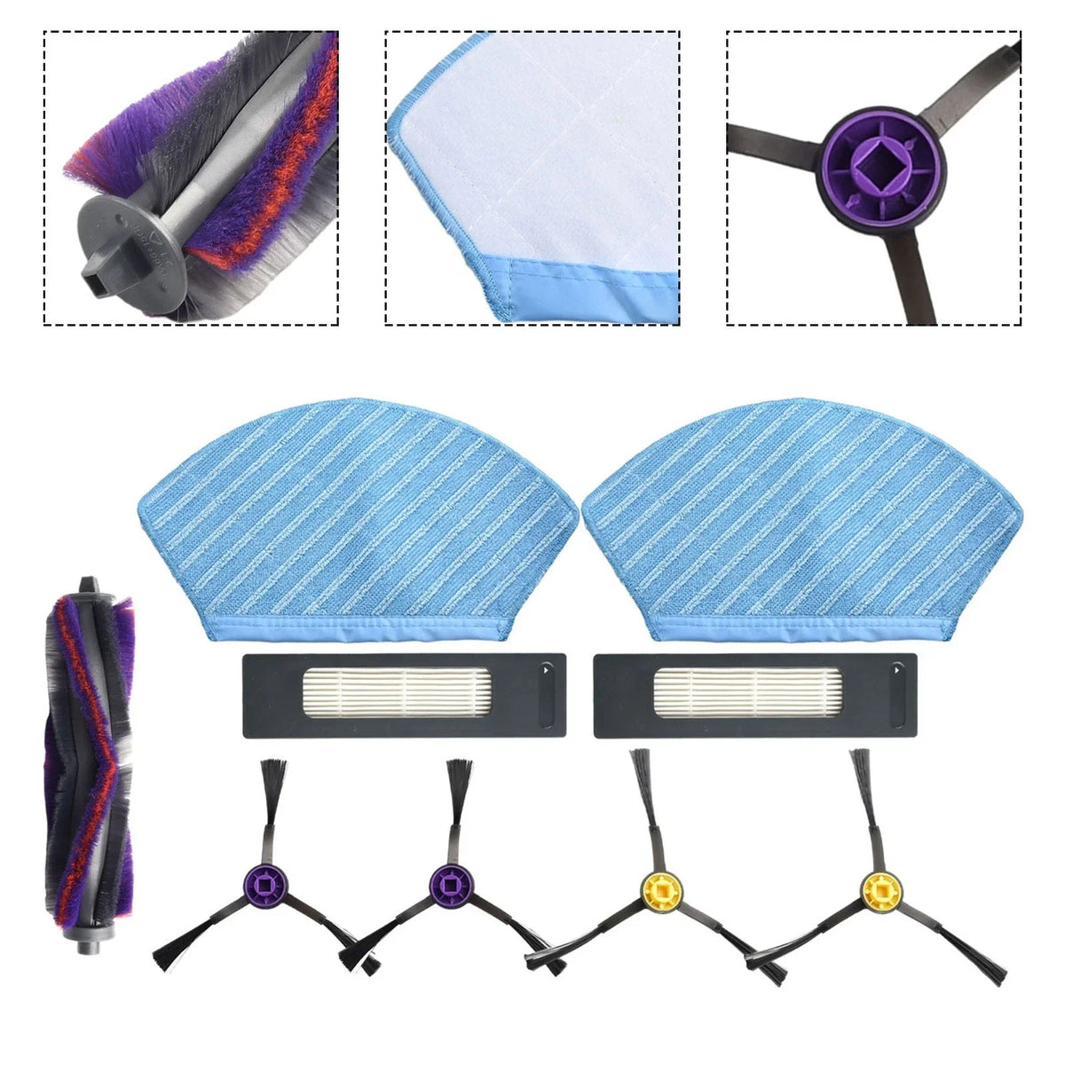 Main Brush Filters Side Brush Mop Cloth Kit for