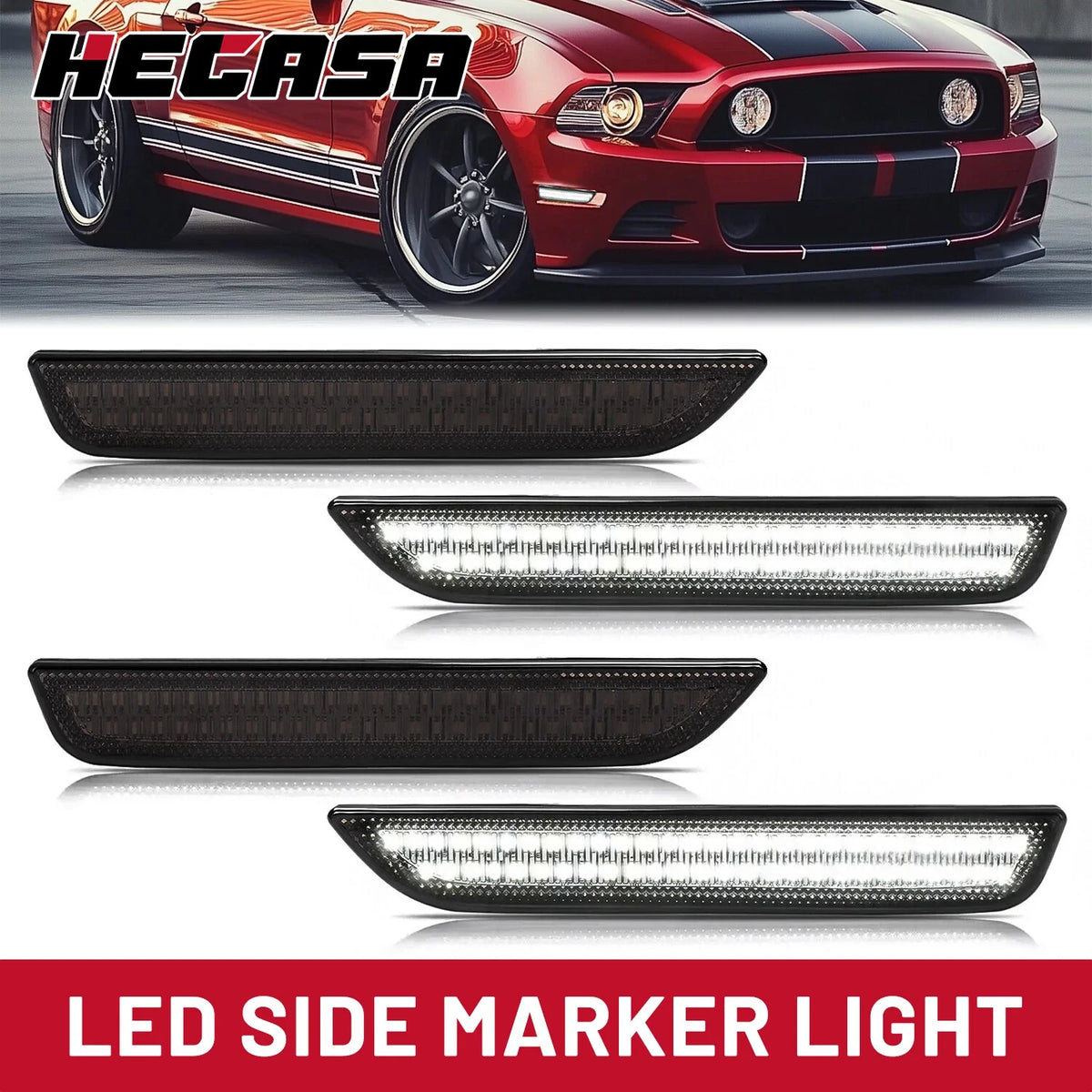 Set of 4 LED Side Marker Lights for Ford Mustang (2010–2014) Smoke