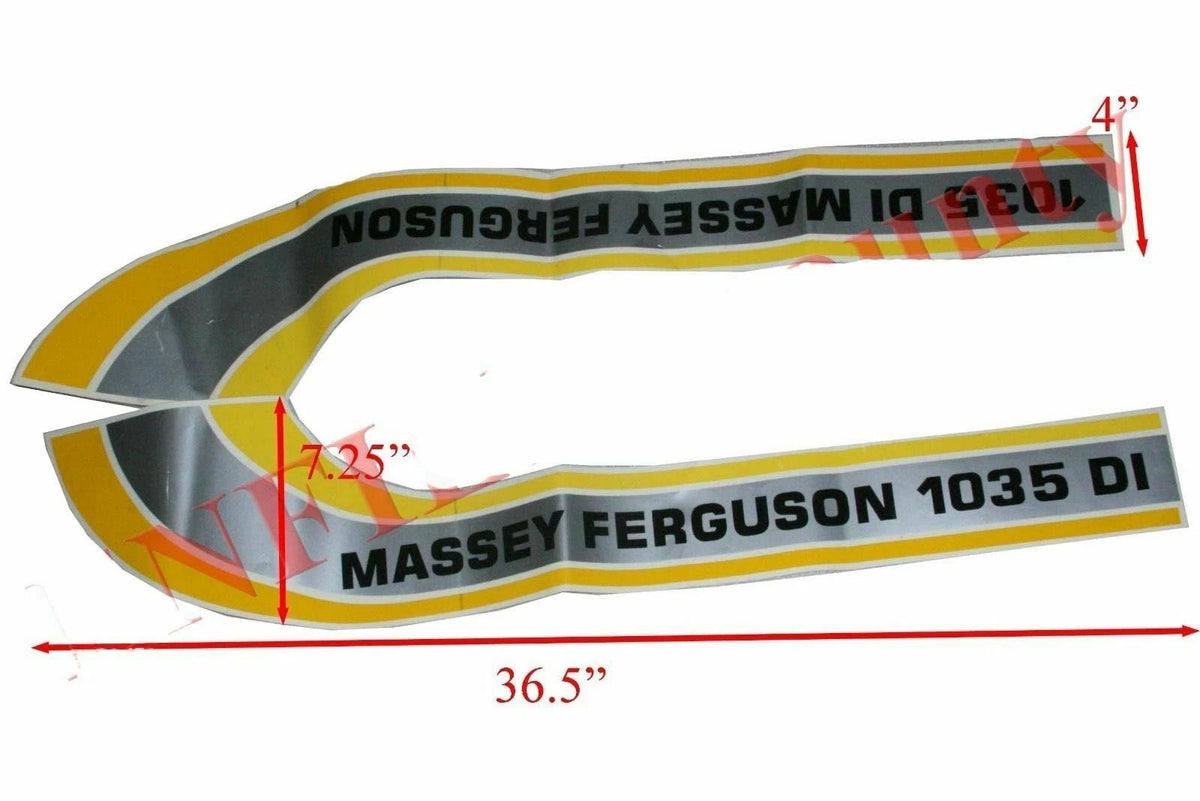 Set of 2 Bonnet Side Decal Emblem Stickers for Massey Ferguson 1035 DI