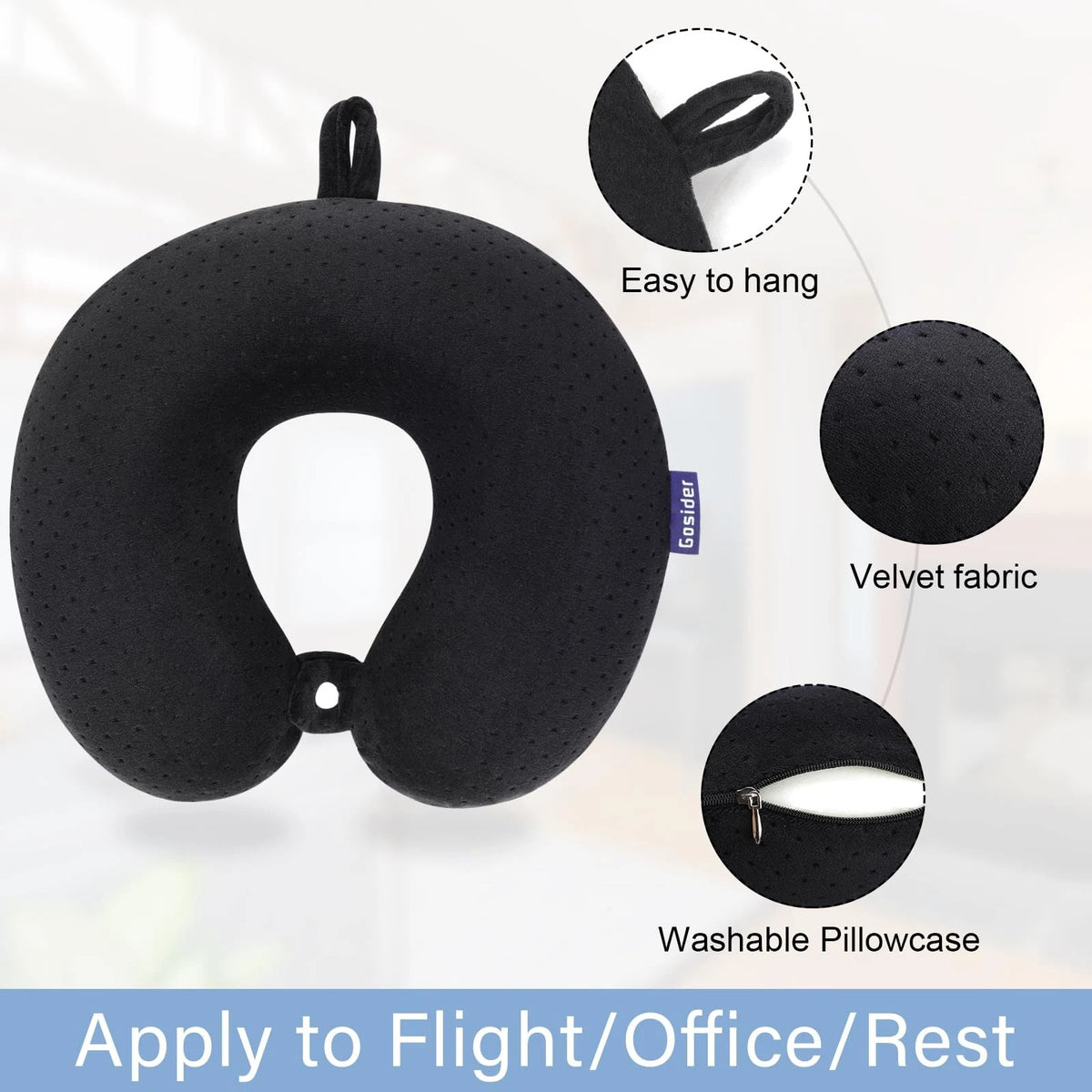 Memory Foam Travel Neck Pillow for Airplane Comfort