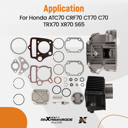 Top End Kit Cylinder Piston Head Gasket for Honda CT70 (1970–1993) 12101-GB0-910