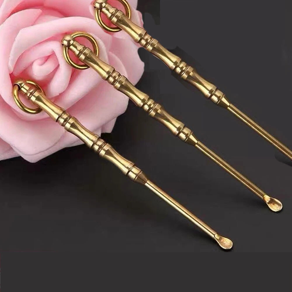 Brass Vintage Bamboo Ear Pick Tool Key Chain
