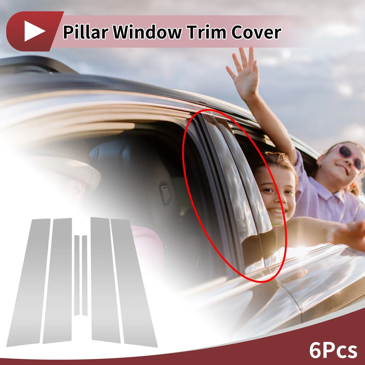 Set of 6 Car Door Pillar Window Trim for Lexus IS (2014–2020) Chrome