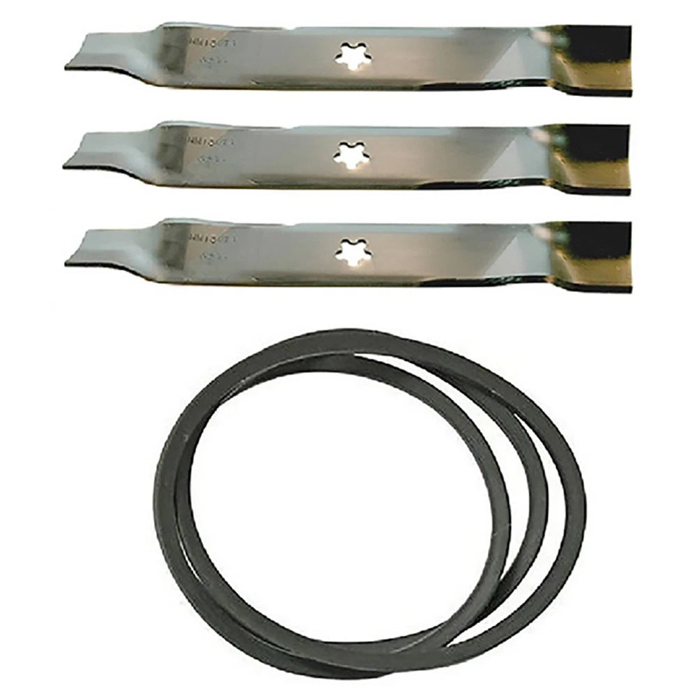 Set of 2 Mulching Blades & Deck Belt Kit for Husqvarna Riding Mowers (N/A)