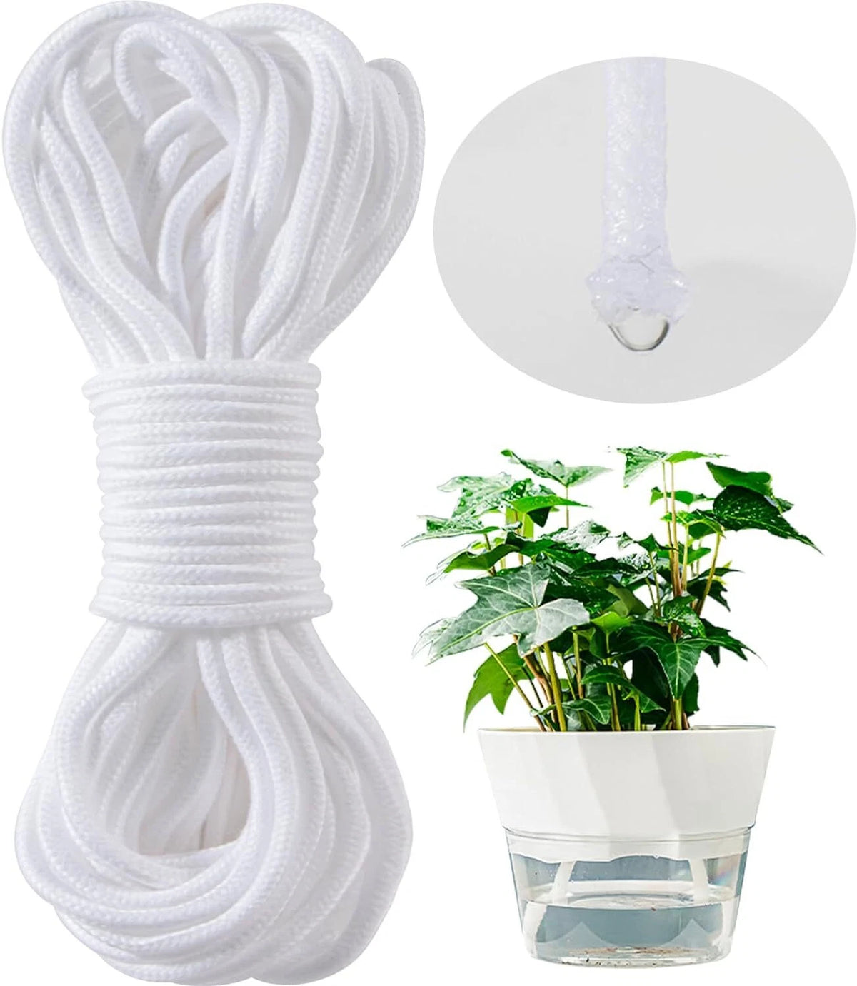 50Ft Self Watering Capillary Wick Cord for Vacation Plant Watering