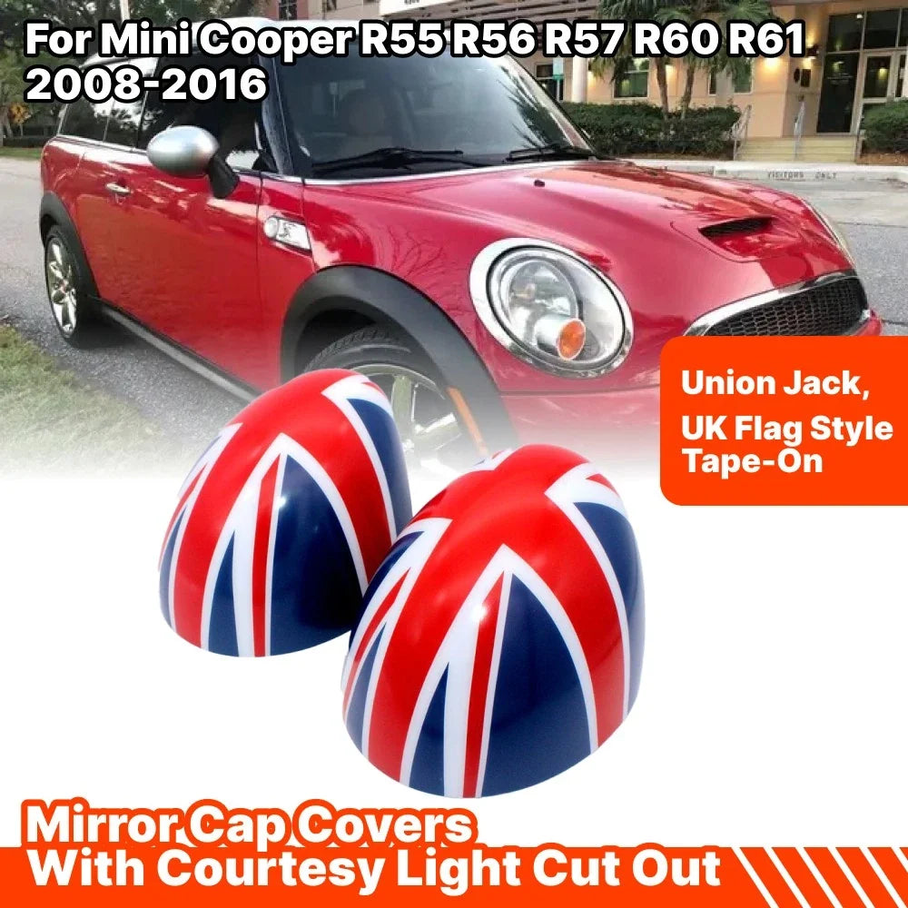 2Pcs Wing Side Mirror Cap Cover for Mini Cooper R55 R56 R57 R60 R61 (2008–2016)