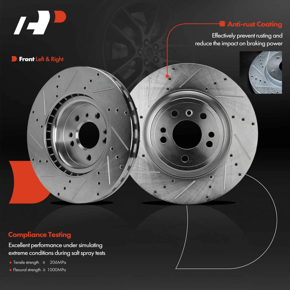 Drilled Brake Rotors & Ceramic Pads for Mercedes-Benz ML250 (2015–2015)