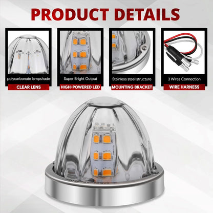 Set of 4 Chrome Clear & Red LED Side Marker Lights for