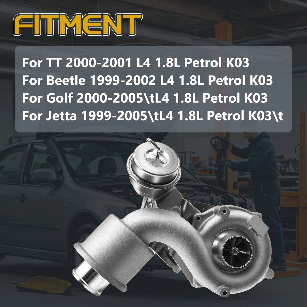 K03 Turbo for Audi TT Volkswagen Beetle Golf Jetta 1.8L (2000–2006) 5303-970-0052, 06A145704T, 06A145713F