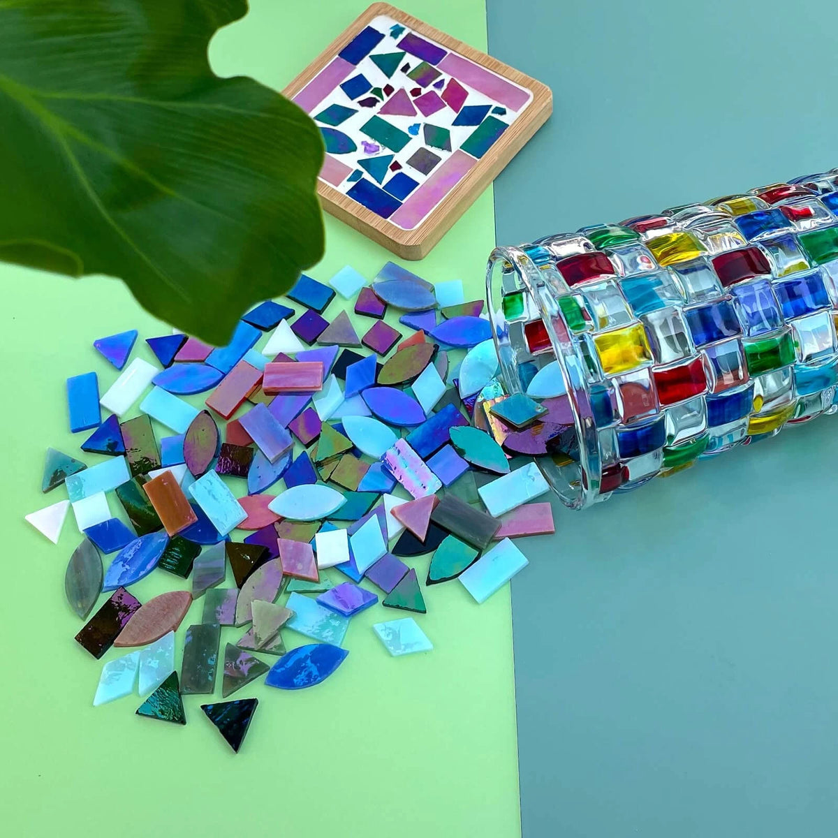 Iridescent Glass Mosaic Tiles for 1" x 0.47" Mix