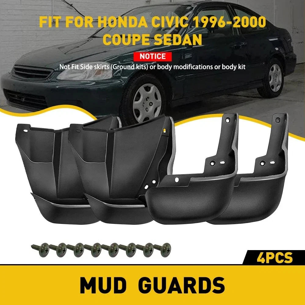 Set of 4 Mud Flaps Splash Guards for Honda Civic Sedan (1996–2000)
