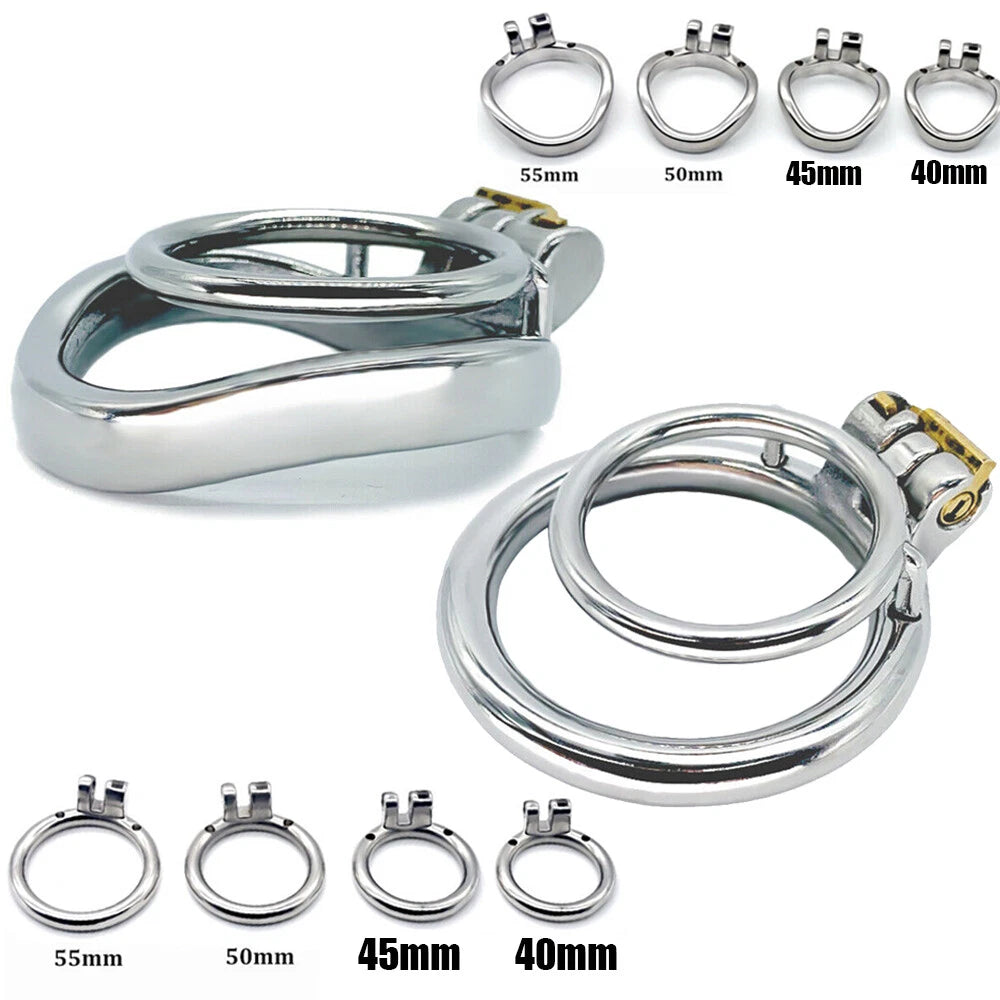 Stainless Steel Male Chastity Device with Double Rings - Small Size