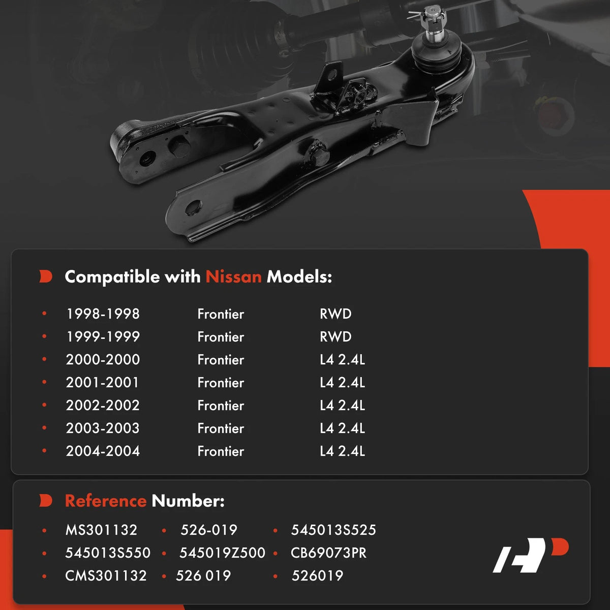 Front Left Lower Control Arm w/ Ball Joint for Nissan Frontier (1998–2004) 545013S525, 545013S550, 545019Z500, CMS301132