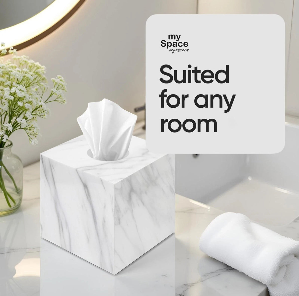 Tissue Box Cover Holder for Square Marble Design