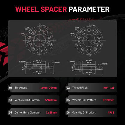 Set of 4 Wheel Spacers 12mm & 20mm for BMW 230i xDrive (2017–2020)