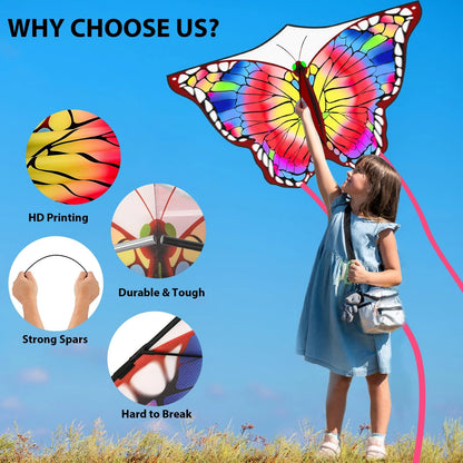Butterfly Kite for Kids 4-8, 8-12 - Easy to Fly, Colorful Design