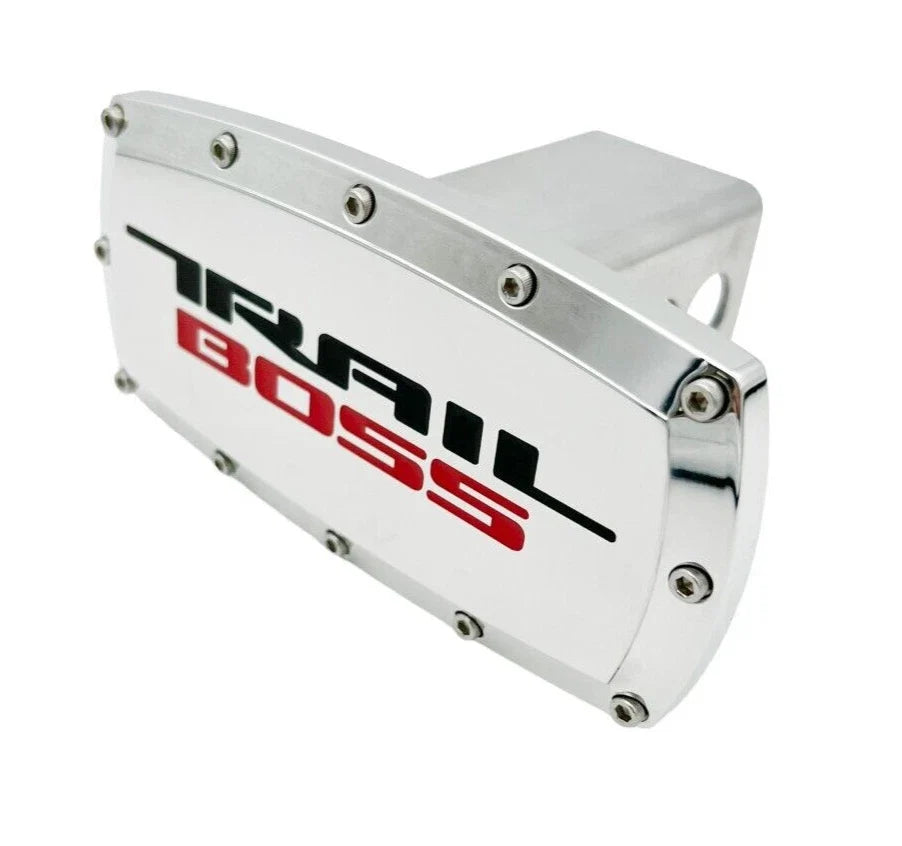 Hitch Cover Polished Chevy Trail Boss for 2 Inch Receiver with Allen Bolts (Fits)