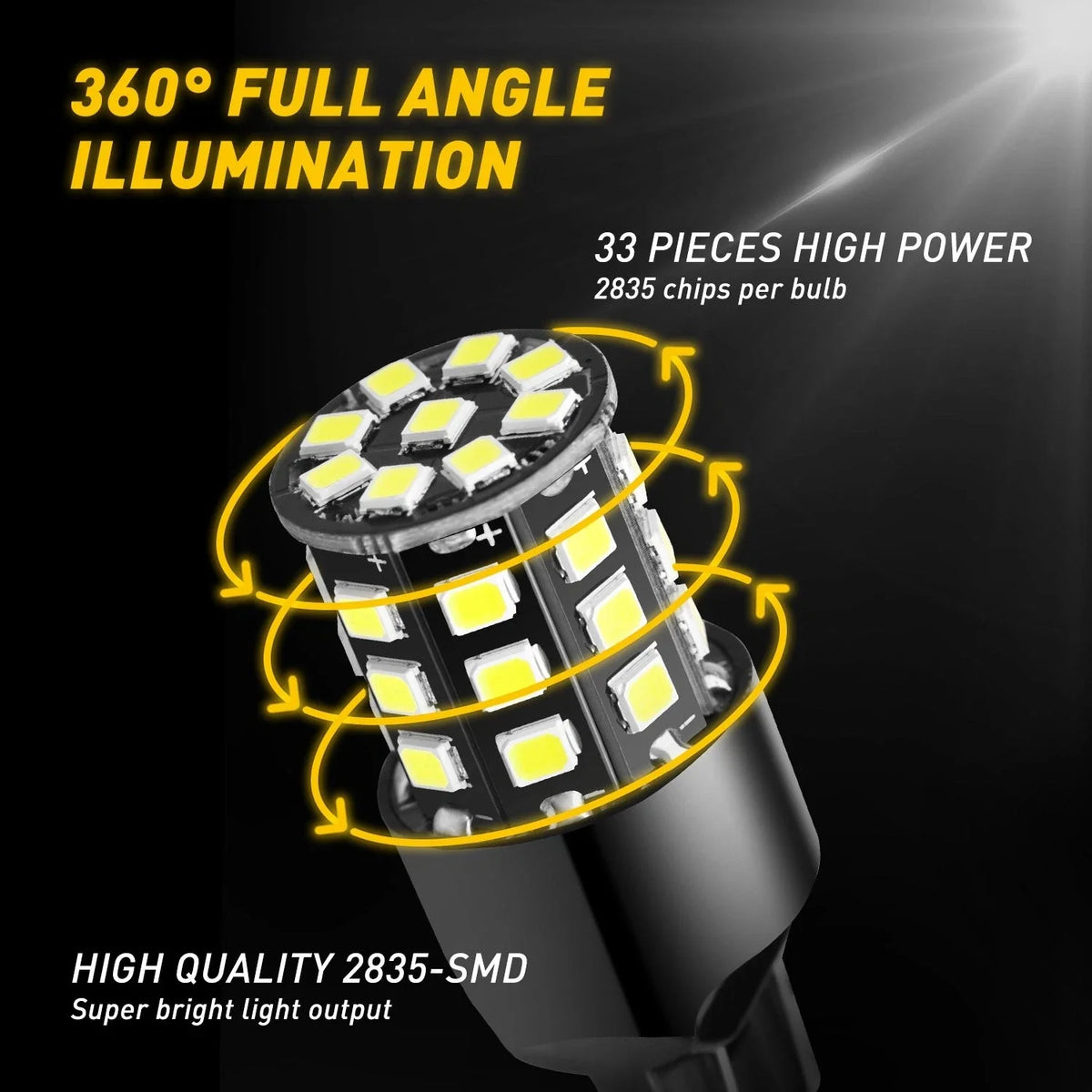 2X AUXITO 7440 7443 7444 LED Backup Reverse Light Bulbs for