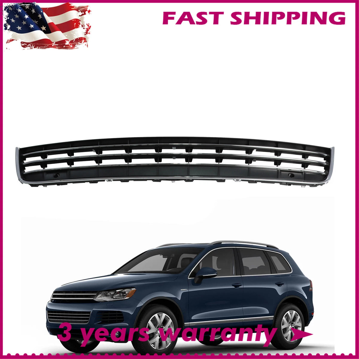Chrome Front Bumper Lower Grille Air Intake for VW Touareg (2011–2014) 7P6853671E, 7P6 853 671E, 7P6-853-671-E