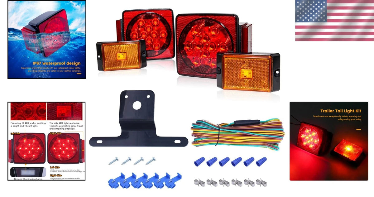 12V Waterproof Submersible LED Trailer Lighting Kit (Easy Install)