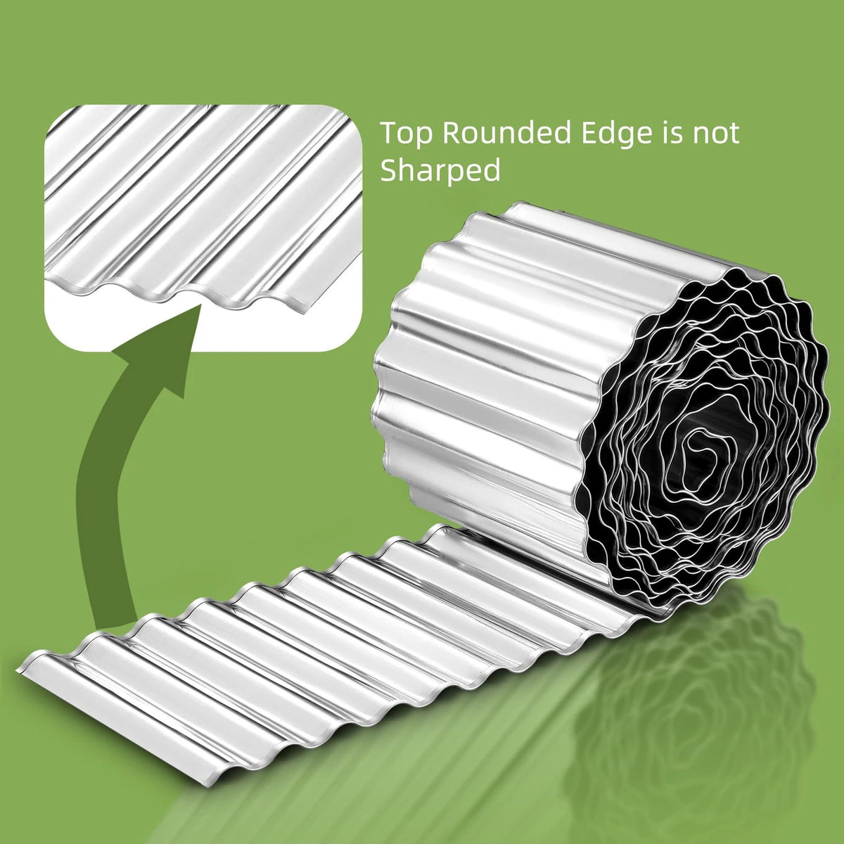 10" x 20FT Silver Corrugated Metal Landscape Edging for Landscape Use