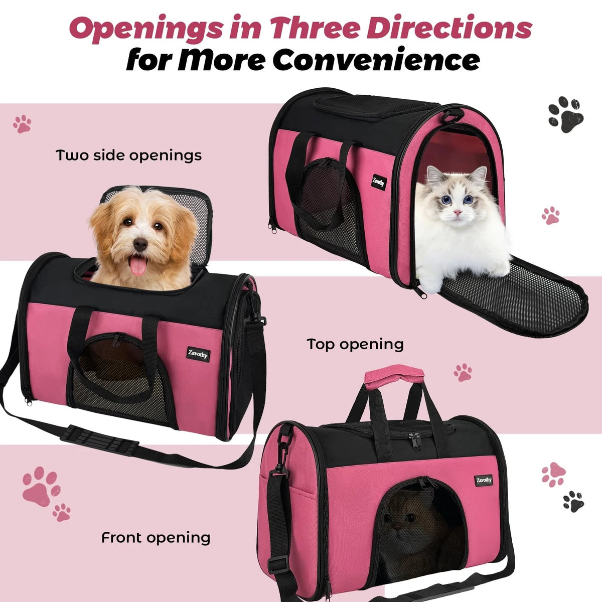 Soft-Sided Pet Carrier for TSA Airline Approved Travel (16.54"L x 9.84"W x 11.42"H)