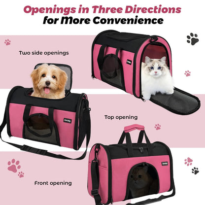 Soft-Sided Pet Carrier for TSA Airline Approved Travel (16.54"L x 9.84"W x 11.42"H)