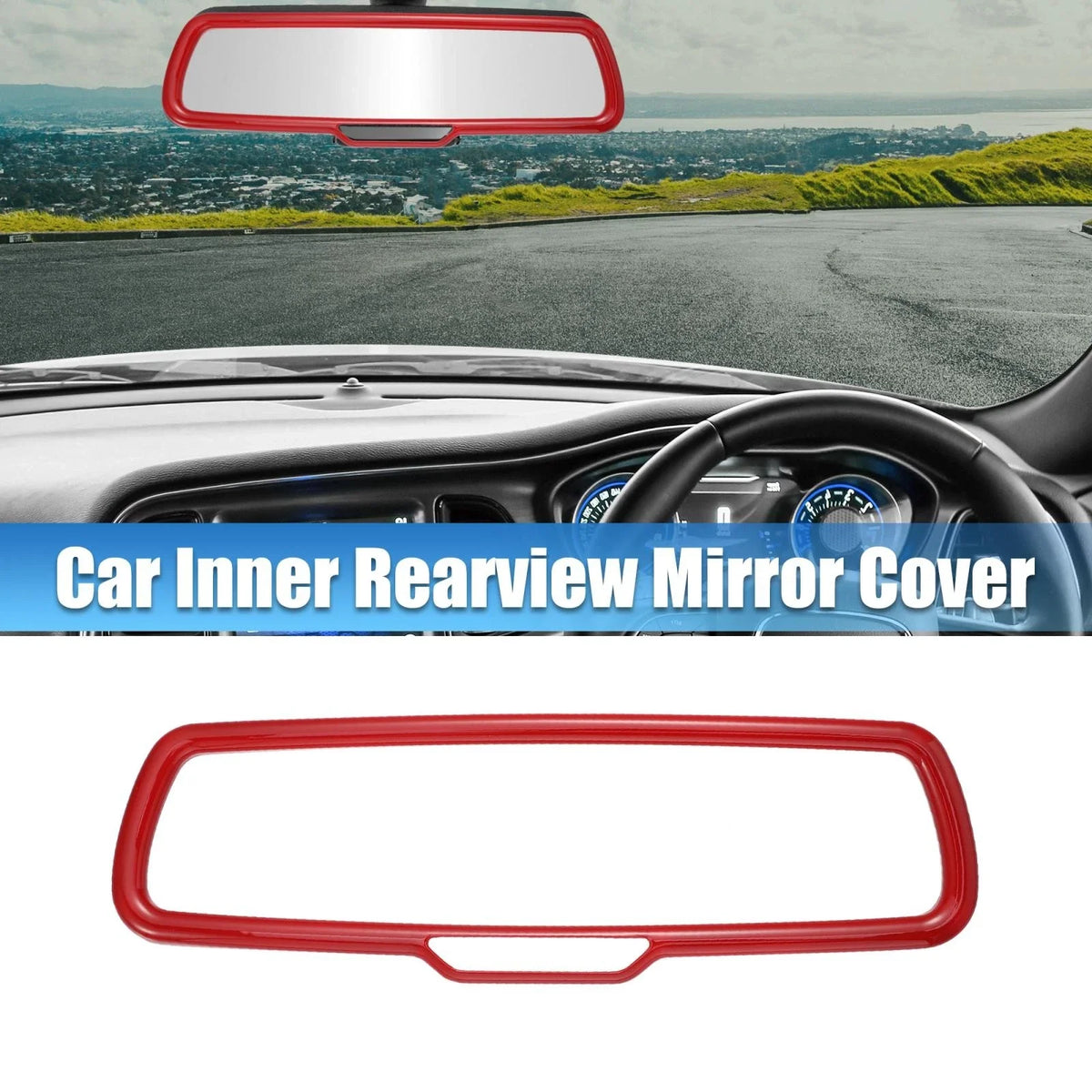 Set of 2 Rearview Mirror Cover Trims ABS Red for Dodge Challenger (2015–2020)