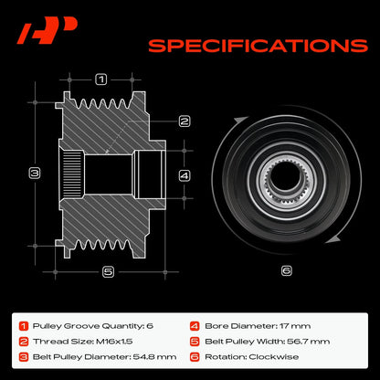 Alternator Clutch Pulley for Mercedes-Benz Sprinter 1500 (1016426, A0009066906)