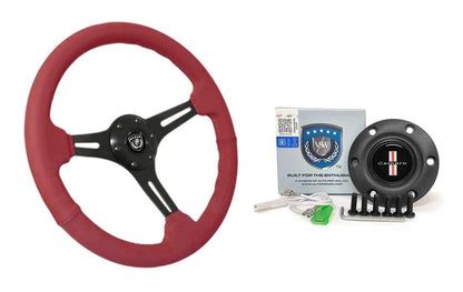 6 Hole Slotted Steering Wheel Cover Red Leather for Chevy Camaro (2010–2015)