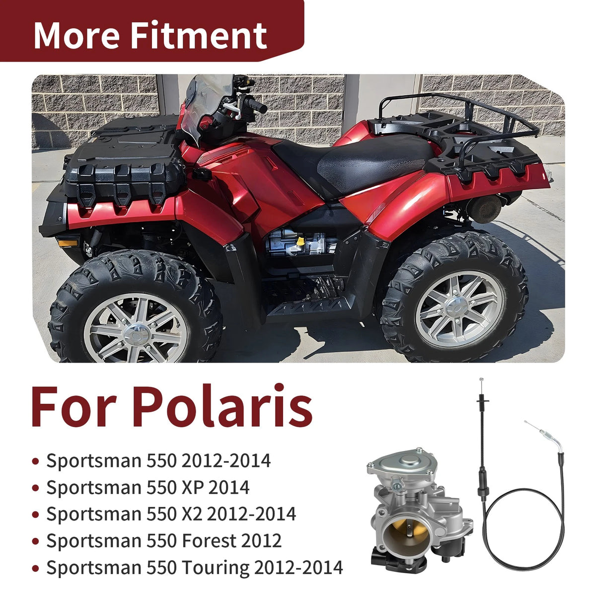 Throttle Body + Cable for Polaris Sportsman 550 X2 (2012–2014) 7081576 3131743