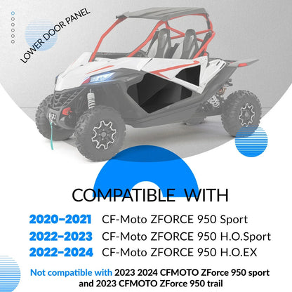 Aluminum Lower Door Half Panel Inserts for CFMOTO ZFORCE 950 Sport (2020–2024)