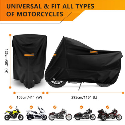 Extra Large Waterproof Motorcycle Cover for All Seasons (Rain & Snow)
