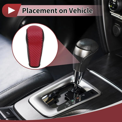 Gear Shift Knob Cover for BMW 3 Series E90 (2004–2012) Black Red Faux Leather