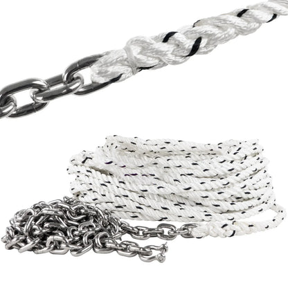 Windlass Anchor Rode 9/16"x250' Rope & 5/16"x20' G4 Chain for Boats