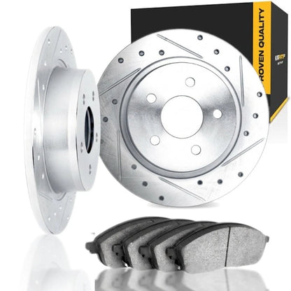 Rotor Set Rear for Dodge Neon (1995–2003) | Vented | Drilled and Slotted | ALX-PAU-DF-7512-39002-CLA1