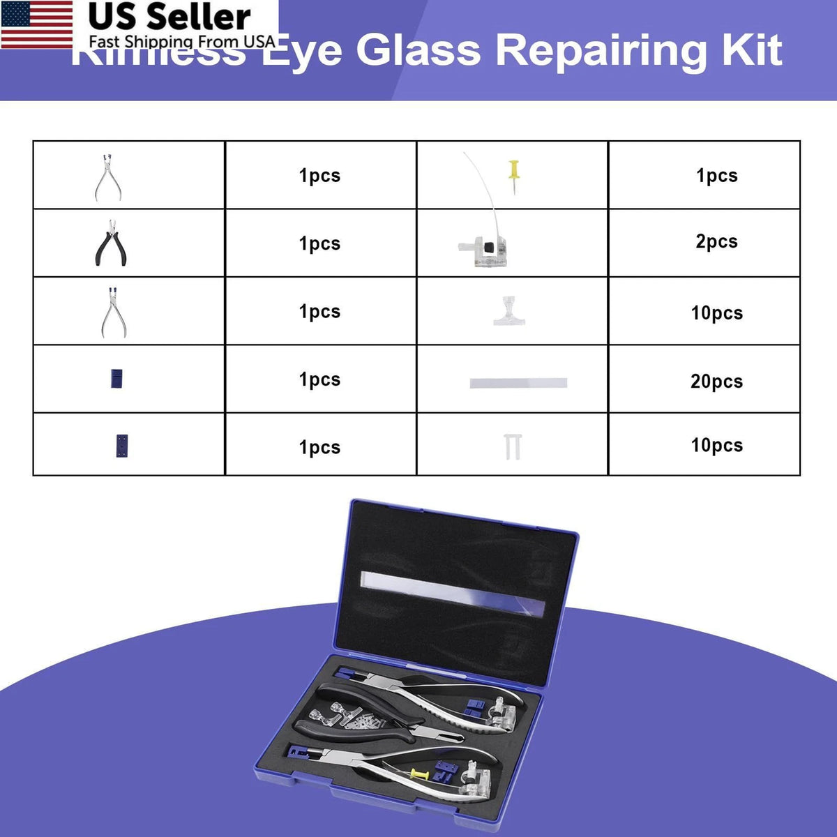 Rimless Eye Glass Repair Kit for Glasses (No Specific Years)