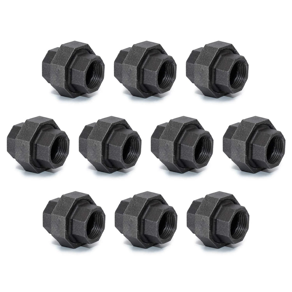 10 Pack 1/2" Cast Iron Union for Industrial Malleable Pipe Fittings