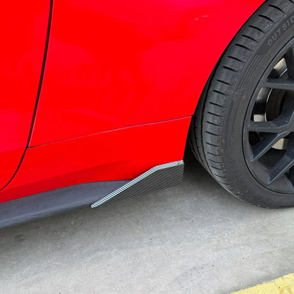 Carbon Look Side Skirt Rocker Extension Lips for Ford Mustang (2015–2023)
