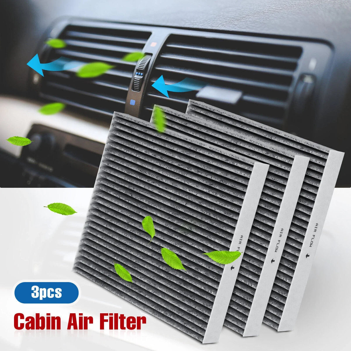 3Pcs Cabin Air Filter for Acura CSX (2007–2011) CF10134 CF10062
