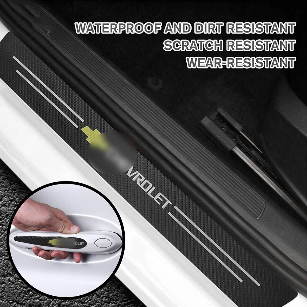 Set of 4 Door Handle Cup Plate Sill Scuff Cover Stickers for Silverado 1500 2500HD