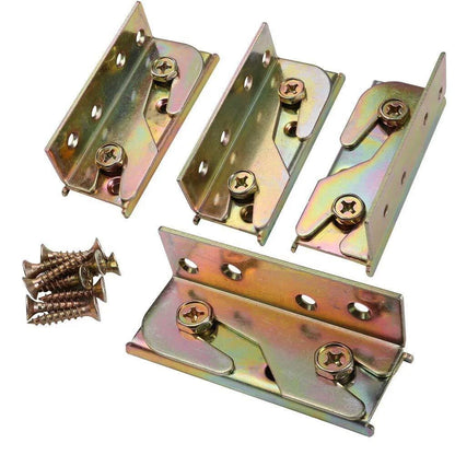 Set of 4 Heavy Duty Non-Mortise Bed Rail Brackets for