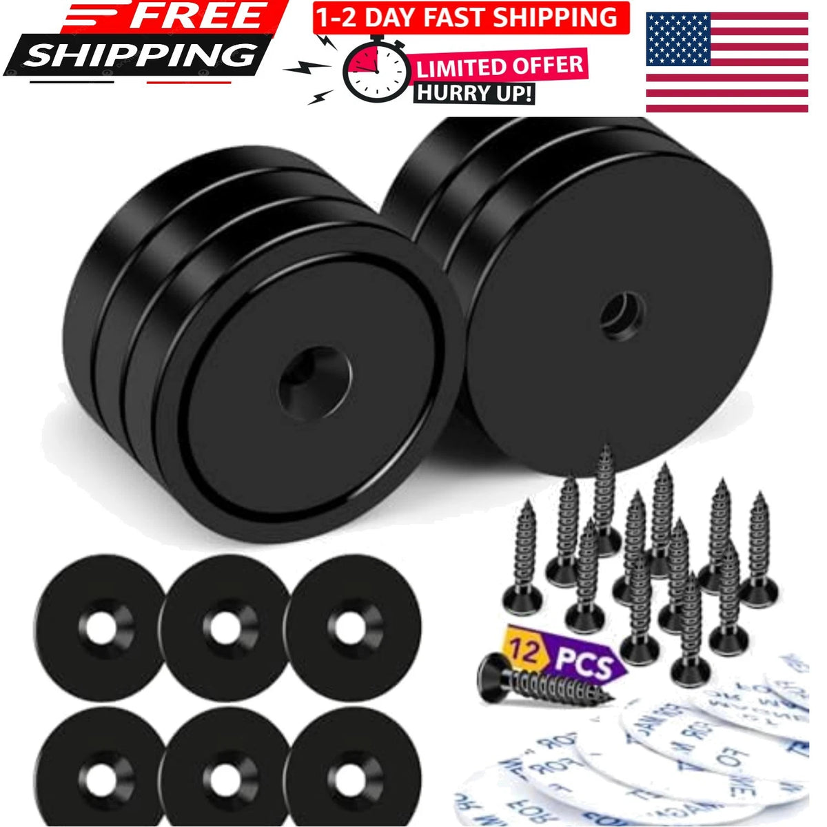 6X Heavy Duty Neodymium Wall Mount Magnets 150LB