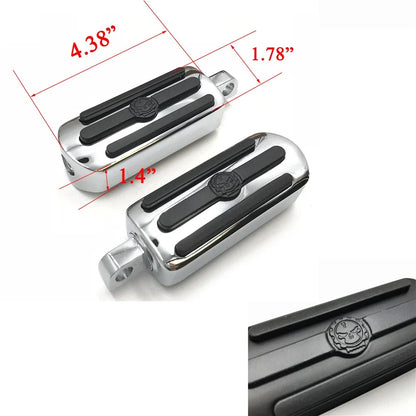 Black Gear Skull Footpegs for Harley Wide Glide Fat Boy Dyna (1984–2017)