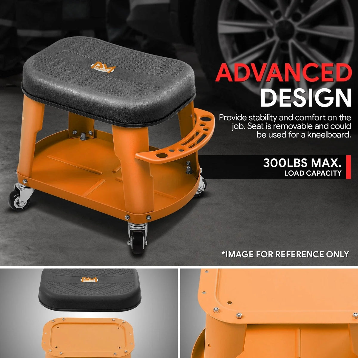 Mechanics Roller Seat for Universal Use (16.14x10.62x13.78in, 300lbs)