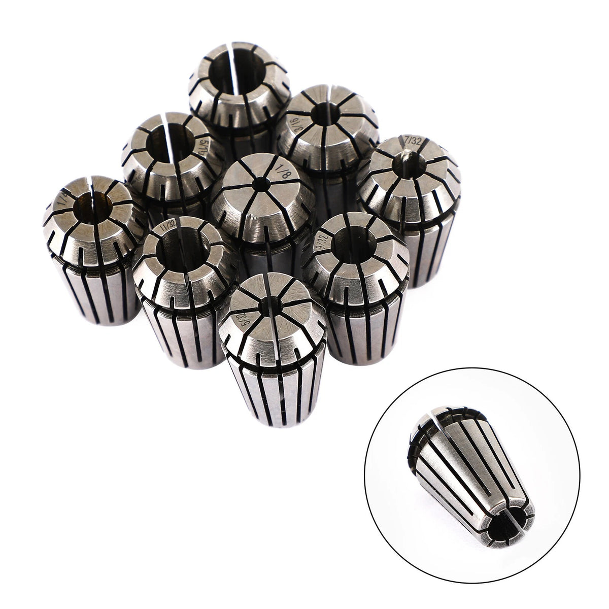 9Pcs ER16 Spring Collet Set for CNC Milling Lathe Machine (I051-A003-Set)
