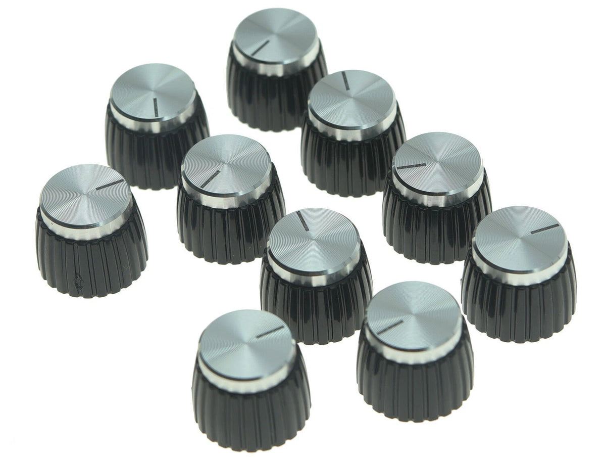 20 Pack Push-on Knobs for Marshall Guitar AMP Amplifier - Black/Silver Cap