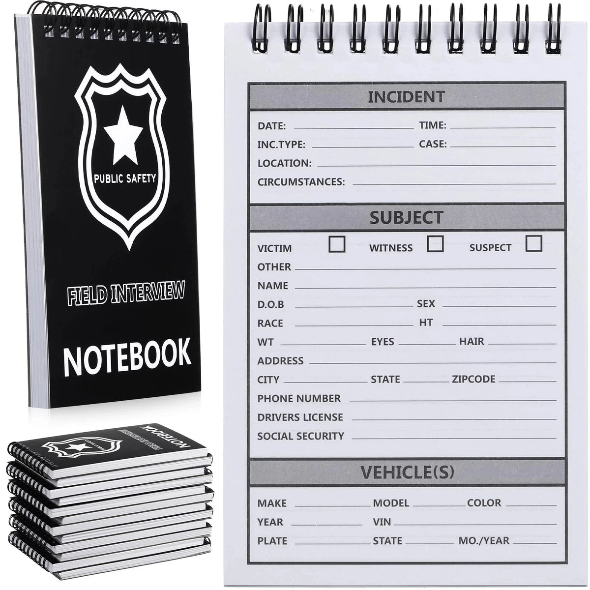 12 Packs Police Field Interview Notepad for Law Enforcement
