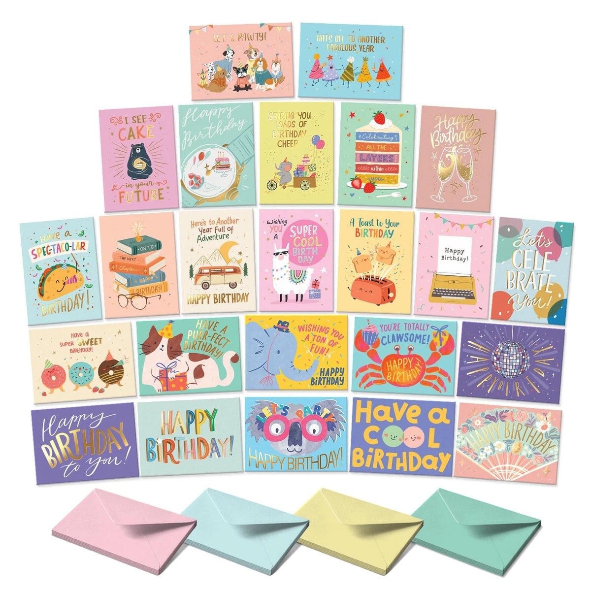 Box of 24 Birthday Cards with Envelopes 4x5.5 inches